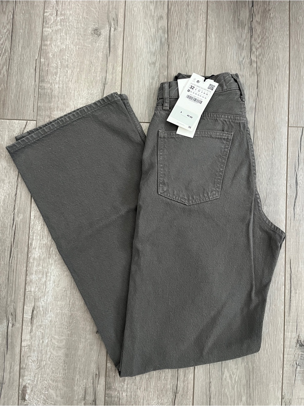 Zara Grey Wide Leg Jeans